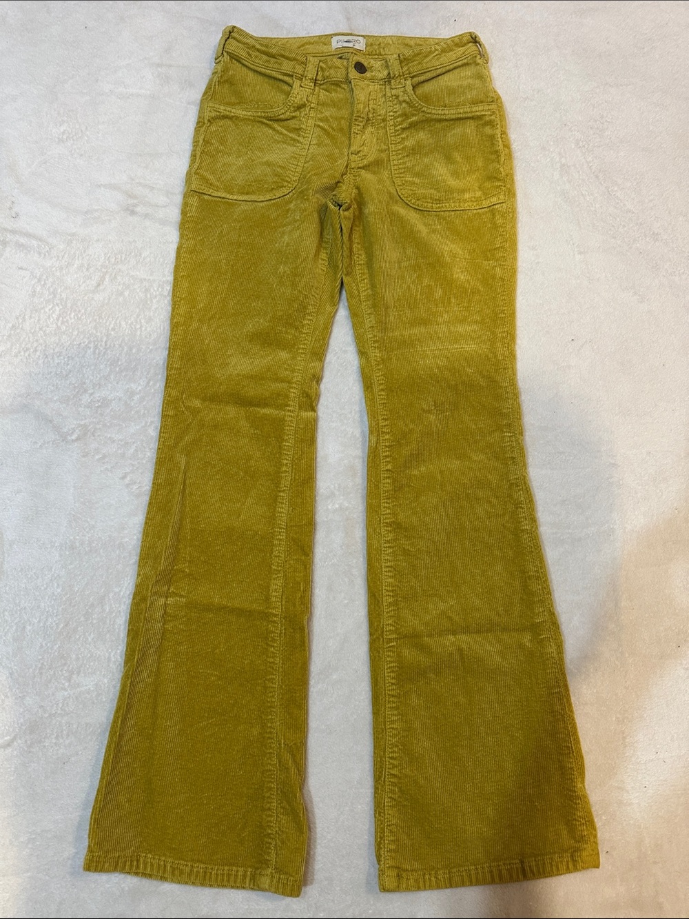 Anthropologie Pilcro Low Rise Chop Pocket Corduroy Flare Pants Jeans 27 Gold - Picture 2 of 7